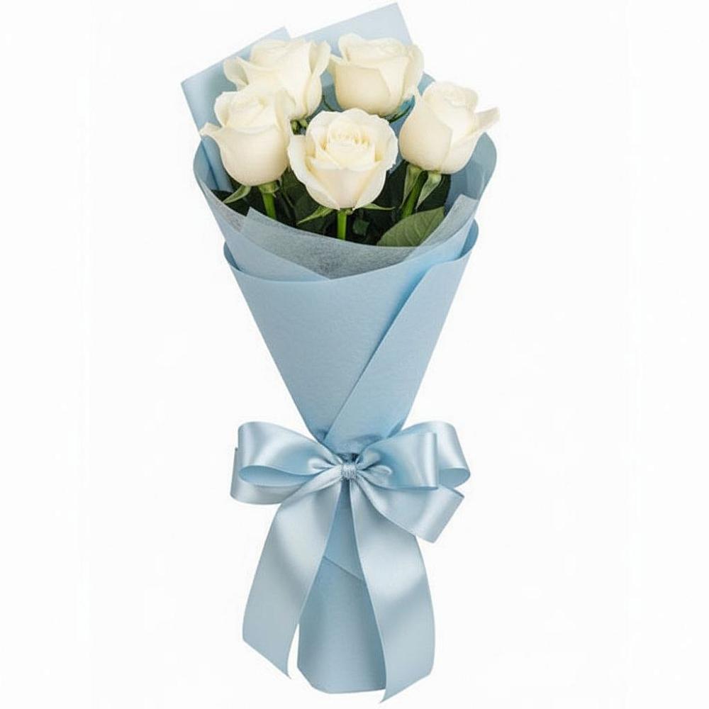 Букет 5 Белых роз Проуд в Гайдуке