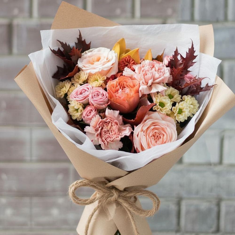 Букет цветов из: Гвоздики, Хризантемы и Розы в Гайдуке