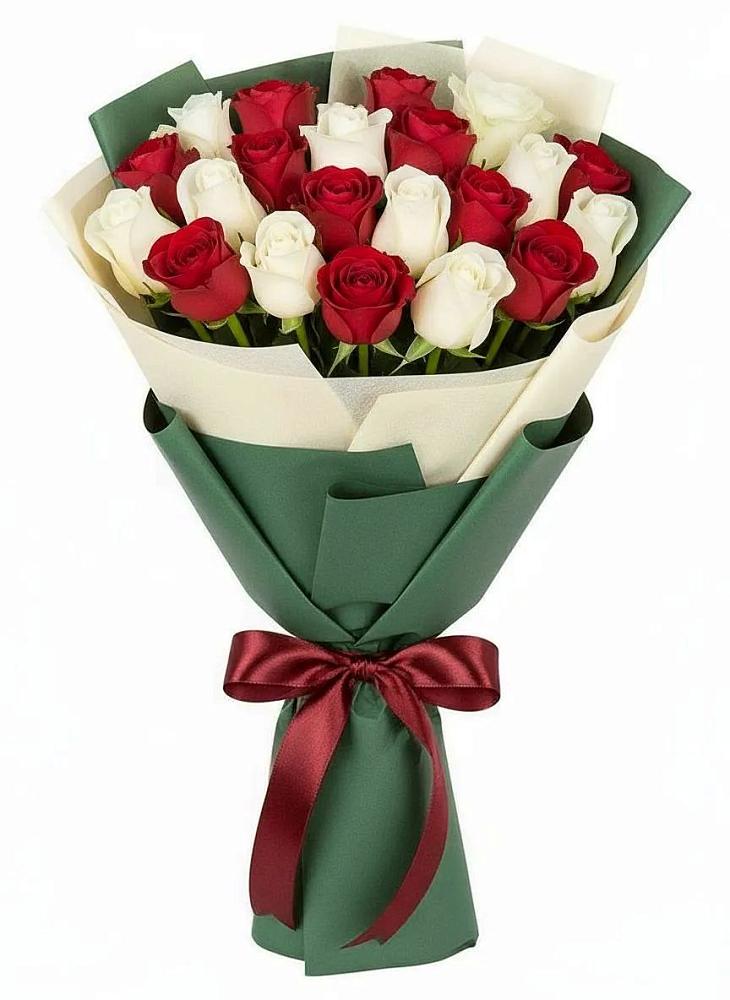 Букет Микс из красных и белых роз в Гайдуке