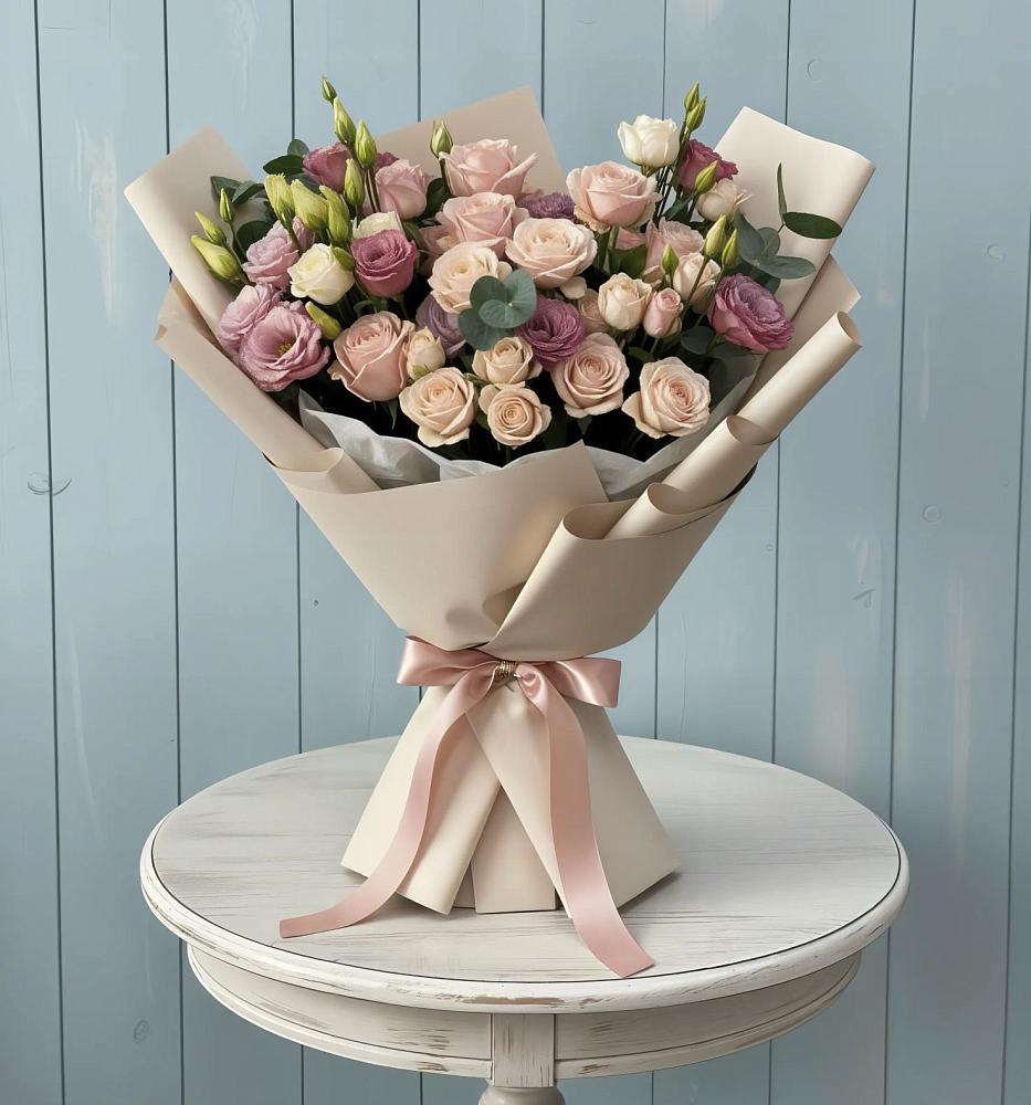 Букет цветов из: Розы и Лизиантусы в Гайдуке